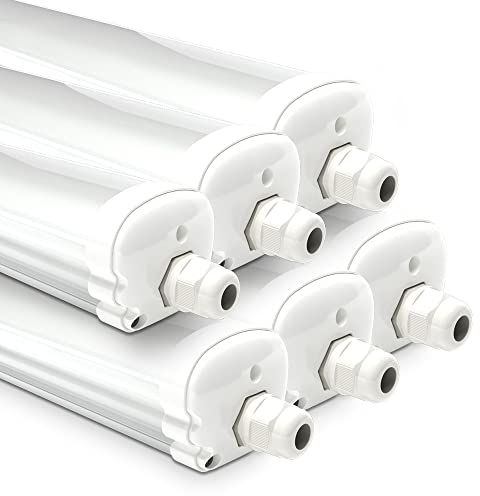 HOFTRONIC - 6er Pack LED Feuchtraumleuchte 120cm IP65-36W 4320 Lumen - 4000K Neutralweiß - Verknüpfbar - Kellerleuchte, Nassraumleuchte - Feuchtraum Wannenleuchte