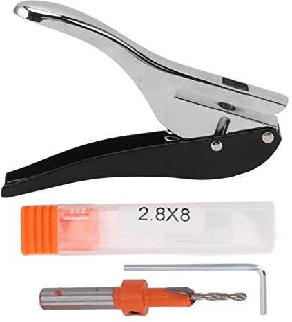 BORDSTRACT Perforadora, Alicates Perforadores De Metal Mini Antideslizantes De Posicionamiento Preciso De Acero De 8 Mm Con Base Antideslizante Y Cesto De Basura(Countersink Drill)