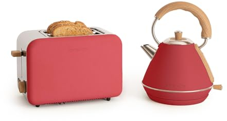 CREATE/PACK TOAST RETRO + KETTLE RETRO M/Toaster Rot mit Wasserkocher Rot/Wasserkocher 1L