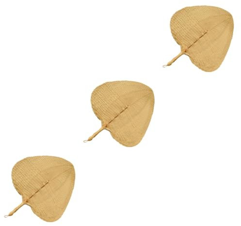 PRETYZOOM 3pièces Éventail Fait Main De Palmier Naturel Ventilateur Léger Et Décoratif pour Accessoires De Mariage Et Décoration Intérieure