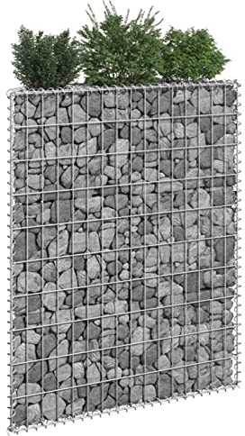 Chaduof Gabionen-Hochbeet, Palettenrahmen, Hochteich, Gemüsebeet, Kräuterregal Balkon, Blumenbeet, Kräuterspirale, Tomatenbeet, Pflanzhochbeet, Trapezform Verzinkter Stahl 80x20x100 cm