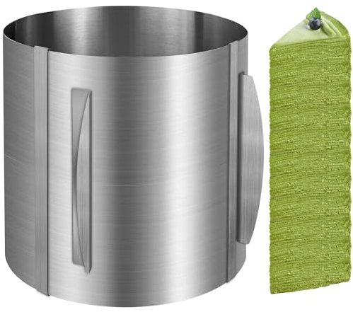 JTOOYS Tortenring verstellbar hoch 20cm, Edelstahl Backring Ø 16-30cm Backform mit Spatel Tortenform Kuchenring rund Backrahmen rund zum Backen und Dekorieren, Silber