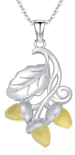 MEIDERBO Baltic Amber Acorn Necklace S925 Sterling Silver Amber Necklace Acorn Jewelry for Women