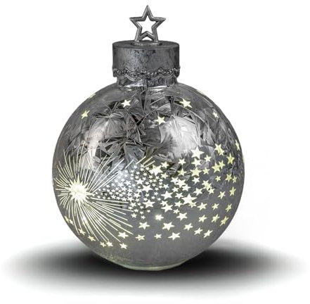 formano Dekorativ kula, silver – frosty, 35 cm med LED-ljus timer, upplyst glasboll – juldekoration bord, hylla, dekorativ kula 6 h/18 h timer, julkula för att ställa