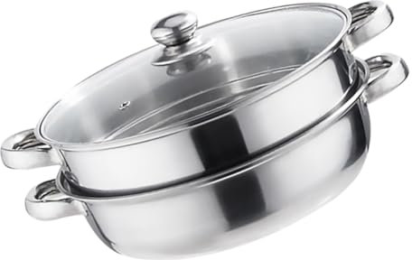 PRETYZOOM Olla De Doble Capa Vapor Para Olla De Vapor De Inducción De Cuscus Utensilios De Cocina Buque De De 3 Capas Sartén De Cocina Silver