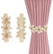 MBAIYO 2Pcs Flower Curtain Ties, Cute Curtain Tiebacks Flower Curtain Holders Curtain Tieback with Buttons for Bedroom Window Treatment Beige White Tie Backs for Curtains