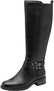 Tamaris Femme Damen Long Boot Flat 1-25612-45 Botte Haute Jusqu'au Genou, Noir, 42 EU