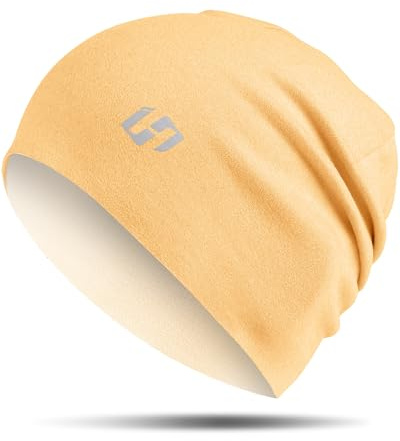 HASAGEI Mössa, mössa för män, mössa för kvinnor, beanie, löpmössa, sportmössa, fleece, bekväm för löpning, motorcykel, sport, utomhus, vinter, GUL, one size