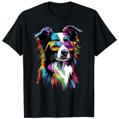 Border Collie mit Sonnenbrille Welpe Süße Border Collies T-Shirt