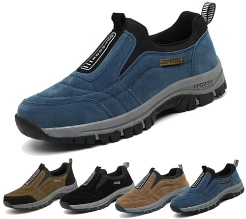 Chaussures Homme Sans Lacets - Chaussures OrthopéDiques Homme-Randonnée à Enfiler Légères, Confortables pour Plein Air et Travail Quotidien​(Blue,44 EU)