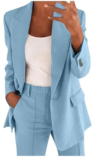 Generisk byxkostym dam elegant 2-delad kostym set casual slim fit byxor tvådelad dam blazer byxor enfärgad fritidsoverall festlig dam kavaj svart dam