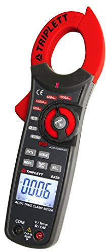 Triplett 9325 True RMS 6000 Count Clamp-On Digital AC/DC Meter - Current, Voltage, Resistance, Frequency, Capacitance, Temperature, Continuity, Diode Check, and Duty Cycle