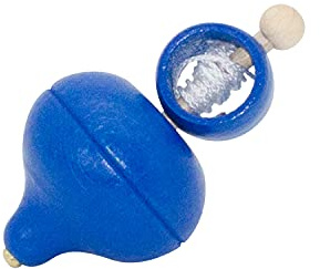 Toupie classique en bois avec cordon (bleu) 6420