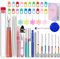 dipeer 49 Pcs Needle Punch Tool Kit, Cross Stitch Set with Manual 10 Sizes Magic Embroidery Pen, Adjustable Ultra Punch Pen with Handle, Threader, Knitting Markers for Embroidery DIY Crochet Knitting