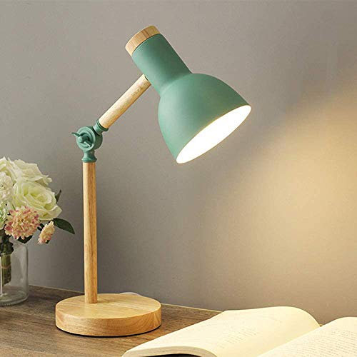 Mengjay Trade Lampada da Tavolo Nordic Moderna per Camera da Letto con Protezione per gli Occhi, Lampada da Scrivania Industriale Regolabile E27 Luce Notturna per Bambini Studio Ufficio (Verde)