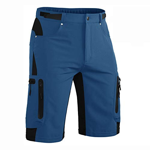 Hiauspor Kurze Hosen Herren, Leichte Wanderhose Atmungsaktiv Schnelltrocknen Cargo Bermuda Shorts Elastische Radlerhose MTB Fahrradhose Outdoorhose Sport Radhose Sommer mit 6 Taschen (Indigo, XXXL)