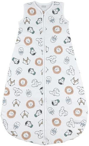 MEYCO Baby Animal Schlafsack (aus 100% Baumwolle, mit Rundum-Reißverschluss, hautfreundlich, Faltenresistent, perfekte Passform, Größe: 62), Mehrfarbig