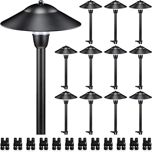 SUNVIE LED Low Voltage Landscape Lights 3W Cast-Aluminum Pathway Lights Low Voltage 12-24V Waterproof Landscape Path Lights 3000K Landscape Lighting for Yard Garden Walkway ETL Listed Cord, 12 Pack