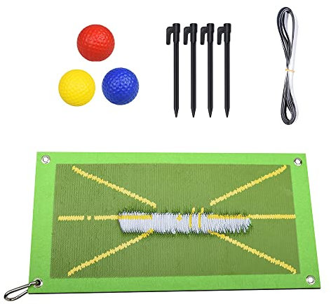 Golf Training Mat for Swing Detection Batting, Golf Divot Mat Analysis Swing Path and Correct Hitting Posture Golf Practice Swing Mat, Portable Golf Practice Grass Turf Mat Set Xmas New Year Gifts