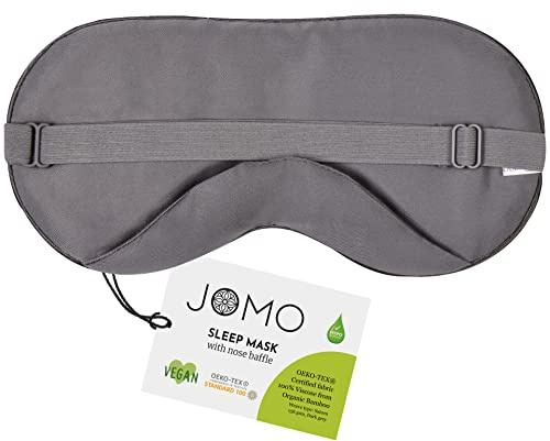 100% Bamboo Viscose Sleep Eye Mask - Dark Gray - Superior to Cotton - Light Blocking Travel Blindfold for Men & Women - Ultra-Soft & Comfortable with Adjustable Strap for Restful Sleep - by JoMo