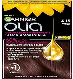 Garnier Olia Tinta Capelli, Colorazione Permanente Senza Ammoniaca, Copre il 100% dei Capelli Bianchi, Con Oli di Fiore di Origine Naturale, Formula Vegana, Marron Glacé