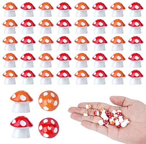 Savita 60 Pcs Mini Champignons en Résine Colorés - Miniatures pour Décor de Fée, Extérieur, Jardin, Bonsaï, Micro Paysage et Bricolage (2 Couleurs)