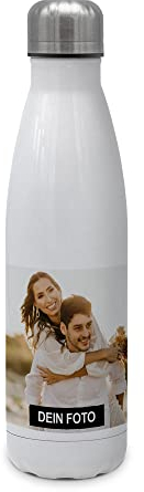 PhotoFancy® - Personalisierte Trinkflasche 'Collage' - Thermo-Trinkflasche mit eigenem Foto selbst gestalten - Thermosflasche aus Edelstahl - 500 ml - Layout 1 Bild