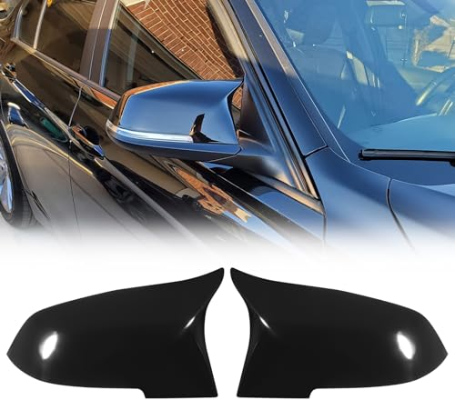 GEARMONSTER Auto Spiegelkappen, Rückspiegelgehäuse, Rückspiegelkappe Ersatz für Seitenspiegel Abdeckung Kompatibel mit BMW F20 F21 F22 F23 F30 F31 F32 F33 F36 X1 E84 i3 M2 F87, Glänzend Schwarz