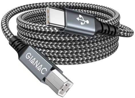 GIANAC USB C Druckerkabel [1M] USB B zu USB C Druckerkabel Nylon Geflochten USB C MIDI Kabel für MacBook Pro/Air, Matebook, HP, Canon, Epson, Brother, Lexmark, Xerox Drucker und Scanner usw