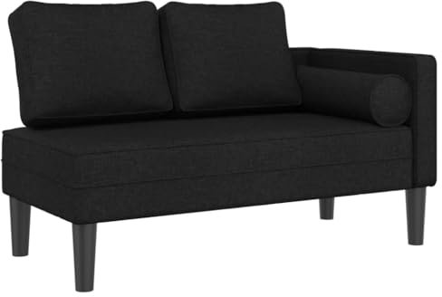 vidaXL Chaiselongue, Indoor Lounge Sofa mit Kissen, Gepolsterte Recamiere für Wohnzimmer Schlafzimmer Büro, Relaxliege Couch, Schwarz Stoff