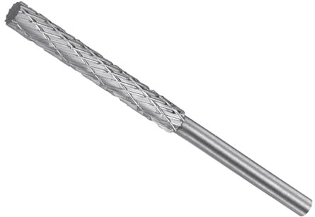 CoCud Tungsten Carbide Rotary Burrs File, 3mm Shank 4mm Dia, Double Cut Cylinder Shape Rotary Burrs Tool - (Applications: for Metal Carving)