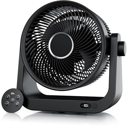 CSL - Akku Tischventilator mit Fernbedienung – sehr leise - Oszillation – 10 Geschwindigkeitsstufen – Fernbedienung