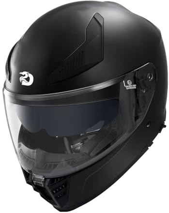Casco de Motocicleta Integral, Casco Moto Integral Curve Lead, con Visera extraíble, Casco Moto Modular ECE Homologado (Matt Black, XL)