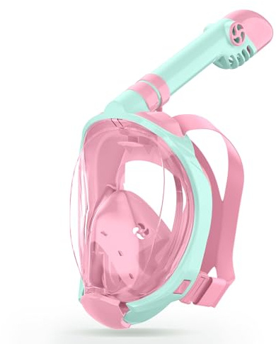 X99 Schnorchelmaske Vollmaske,180-Grad-Sicht Anti-Fog Tauchmaske mit Sportkameras Kompatible, Vollgesichtsmaske für Schnorcheln