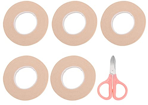 Jeffergarden Ruban Adhésif pour Doigts, Matériau en Coton, Ruban de Protection des Mains Respirant et Confortable, 5 Rouleaux avec Ciseaux pour Joueurs d'instruments à Cordes (Bande de Performance