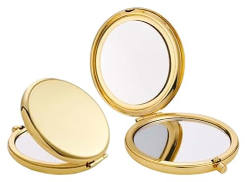 UIEXAY1 Pezzo Specchietto da Borsetta Specchio 2 Vie Specchio da Trucco Portatile da Portare Viaggio Piccolo Specchio Regalo Ragazza (Oro)