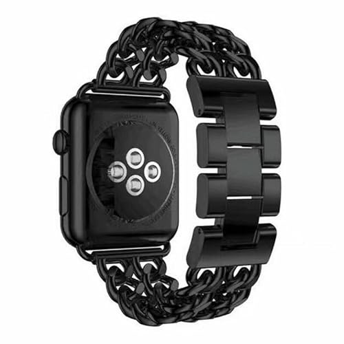 Generisk kompatibel med klocka 40 mm (färg: Svart kedja design metallband remfodral