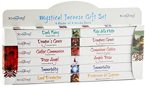 STAMFORD 37156 Mystical Incense Gift, 6 Packs x 8 Sticks, Black, One Size