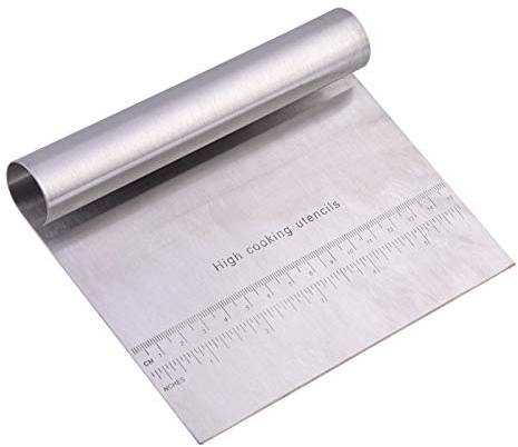 VIFERR Grattoir à Pâte en Acier Inoxydable, Racloirs à Pâte avec Échelle de Mesure Coupe-pâte Grattoir à Pâtisserie de Cuisine Outils de Cuisson