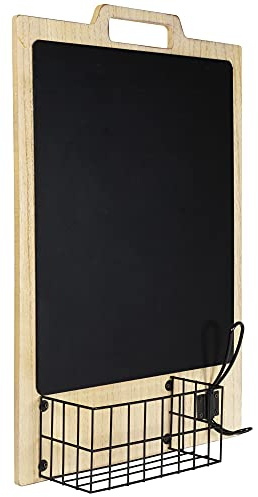 QUVIO Kreidetafel mit Korb und Haken - Tafel - Wandtafel - Wanddekoration - Memotafel - 33,5 x 50 cm