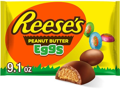 REESE'S Milk Chocolate Peanut Butter Creme Eggs, Easter Candy Bag, 9.1 oz