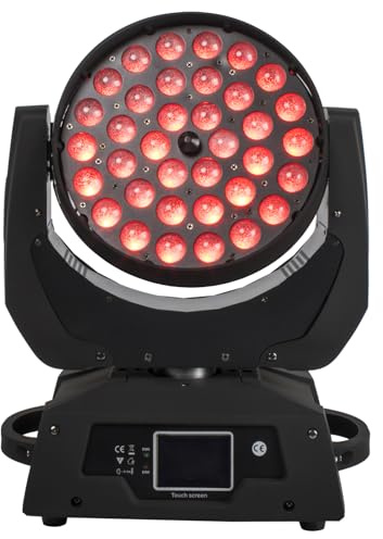 SHEHDS LED Moving Head Light 36x18W Wash Zoom Effect (15-90 Degree) DJ Lights RGBWA+UV 6IN1 DMX 512 Touch Screen Stage Lights for Christmas Wedding Disco Party