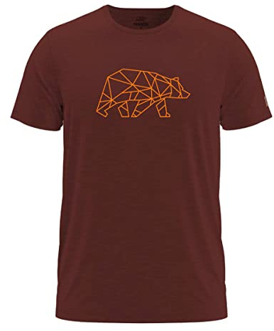 FORSBERG Finnson T-Shirt mit stylischem Bär Brustlogo Rundhals für Herren in Vier verschiedenen Farbkombinationen, Farbe:Bordeaux, Größe:XL