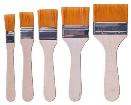 Pinsheng 5 stycken målarpenslar set väggfärg, platt pensel set glasyrborste trä färgpensel liten färgpensel för lack färg lack betning lim 13 mm 22 mm 30 mm 40 mm 56 mm