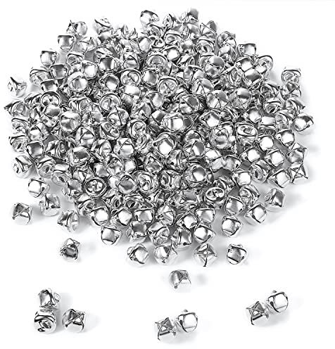 AIEX 300pcs Christmas Jingle Bells, 13mm/ 0.5 Inch Small Bells for Crafts Metal Bell Ornaments for Crafts Projects Home Holiday Decorations (Silver)