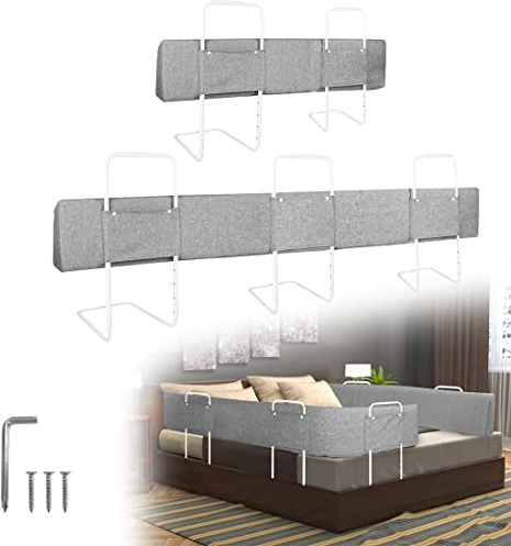 TRMLBE Griglia di protezione flessibile per letto, 100 cm, per bambini, forma regolabile, altezza regolabile in 5 livelli, colore grigio