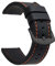 EcLusE Vintage-Uhrenarmband aus Leder mit Edelstahlschnalle, Schnellverschluss-Ersatzarmband für Damen und Herren, Schwarz Orange Schwarz, 22 mm