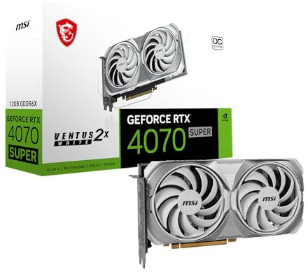 MSI Gaming RTX 4070 Super 12G Ventus 2X White OC Scheda grafica (NVIDIA RTX 4070 Super, 192 bit, Extreme Clock: 2520 MHz, 12 GB GDRR6X 21 Gbps, HDMI/DP, architettura Ada Lovelace)
