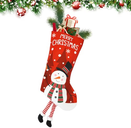 Christmas Stocking, Large Santa Christmas Stockings Decoration for Kid Adults Fireplace Hanging Stockings Xmas Tree Ornaments Gift Bag Candy Pouch for Xmas Family Holiday Party Home Decor A7CTSDW