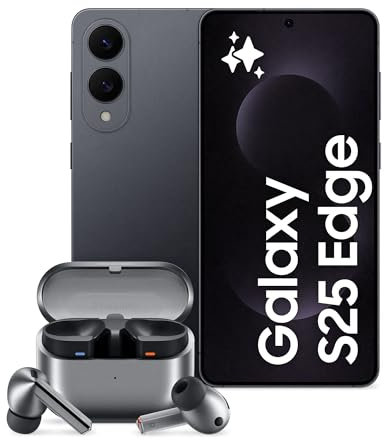 Samsung Galaxy S25 Edge con Galaxy Buds3 Pro Graphite, Auricolari in-ear True Wireless, Smartphone AI con 3 anni di Garanzia del produttore, RAM 12GB, 512GB, 3.900 mAh, Titanium Jetblack